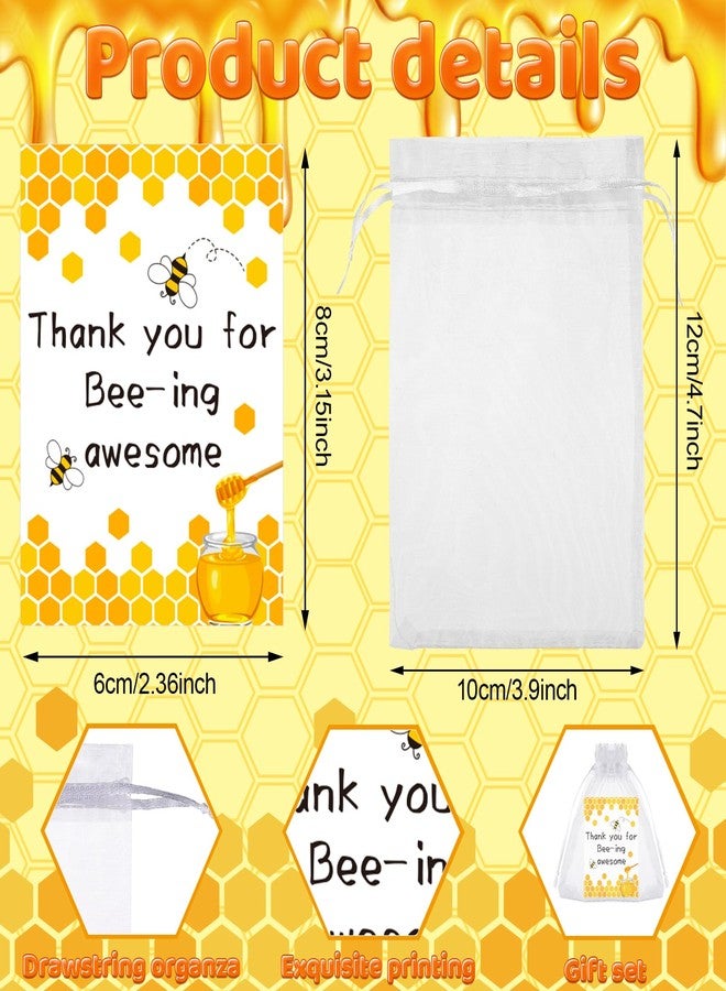 Youdaju 45 Pcs Bee Employee Appreciation Gifts Bee Keychain Bee Charm Honey KeyRing Cute Bee Accessory Keyring Bee Happy Keychain with Card Organza Bag Thank You Gifts Bulk for Women Men Teacher Staff - Image 3
